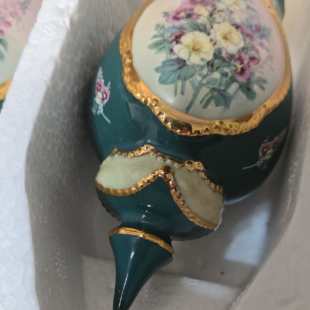 The Bradford Exchange Floral Ornament Set - Green and Pink - Picture 12 of 13
